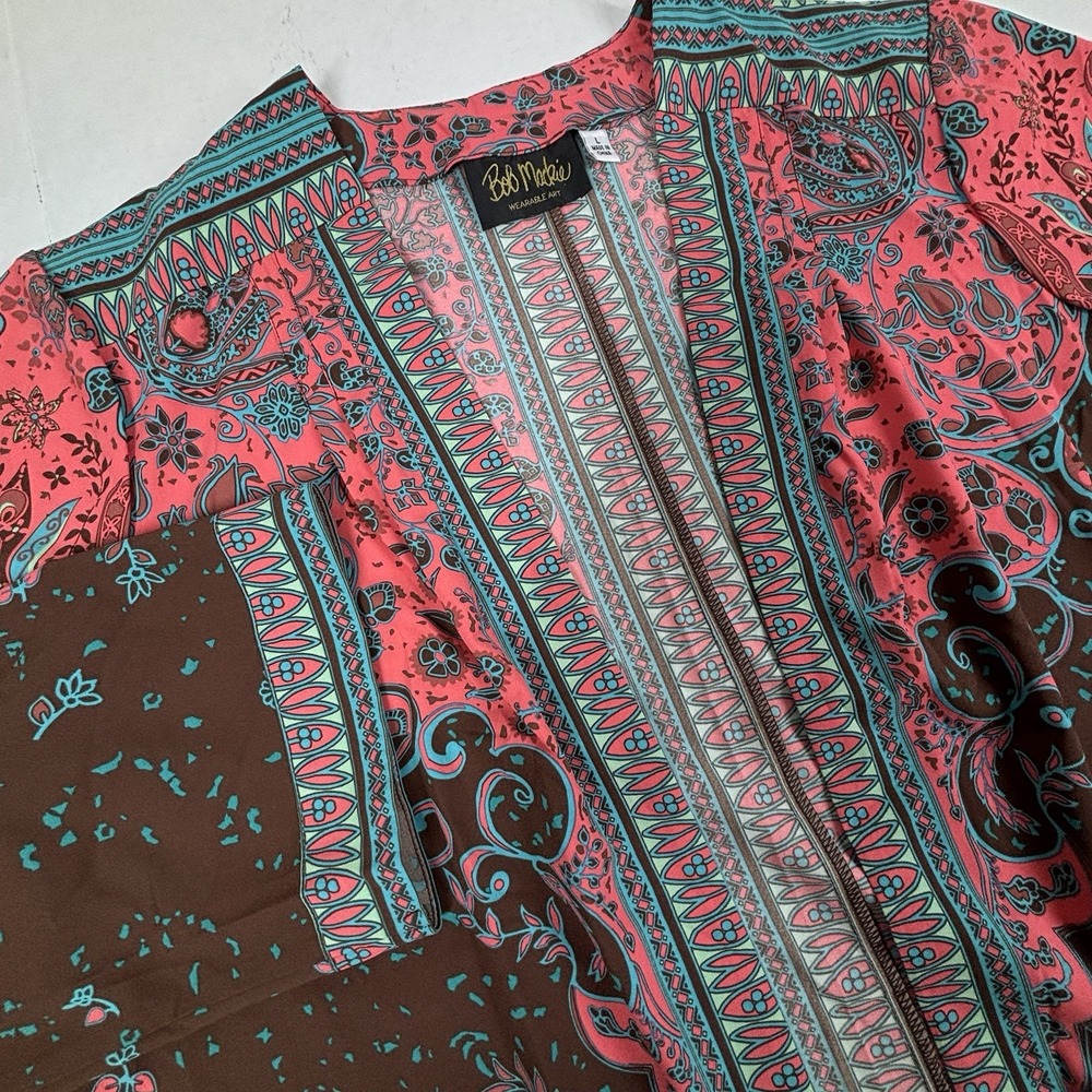 Bob Mackie Open Cardigan Wearable Art Large Bohemian Longline Lightweight Kimono